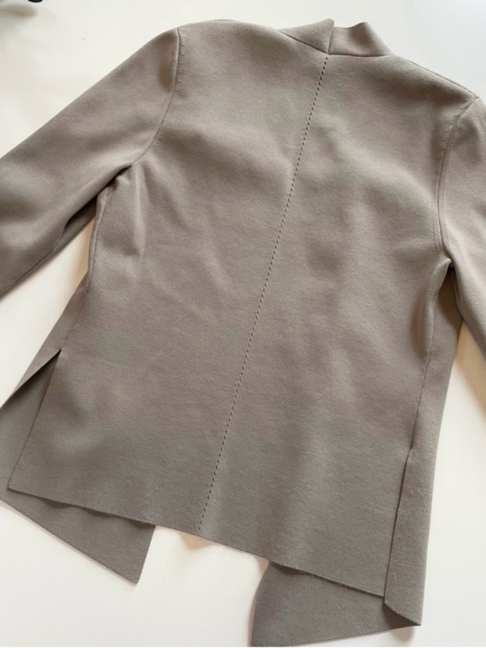 MM.LaFleur Taupe Pearl Jardigan | Open Front Knit Blazer Cardigan | Size Small - Picture 12 of 15